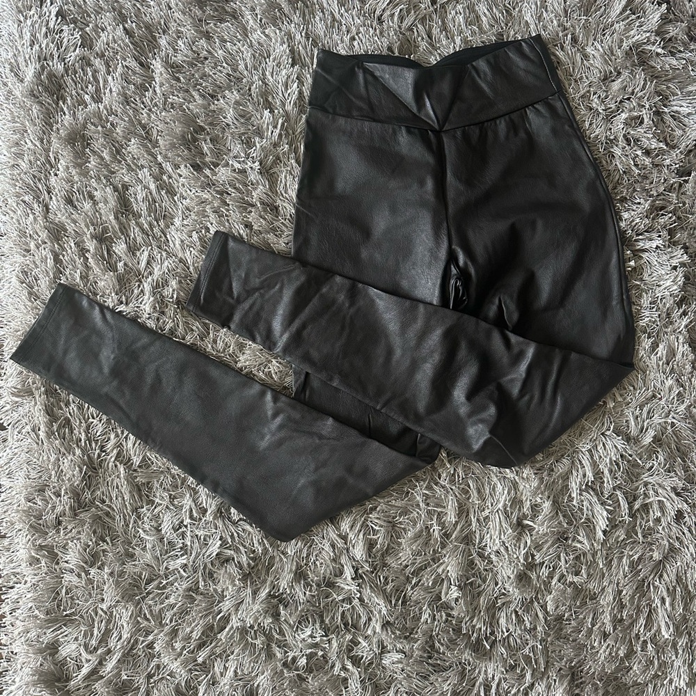 Black Faux Leather Leggings